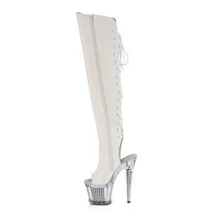 Vegan 18 cm SPECTATOR-3019 bottes overknee femme blanc