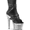 Vegan 18 cm SPECTATOR-1015 bottines plate-forme et bout ouvert noir