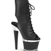 Vegan 18 cm SPECTATOR-1016 bottines plate-forme et bout ouvert noir