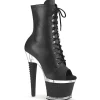 Vegan 18 cm SPECTATOR-1021 bottines plate-forme et bout ouvert noir