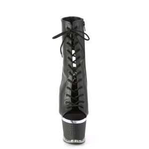 Vegan 18 cm SPECTATOR-1016 bottines plate-forme et bout ouvert noir