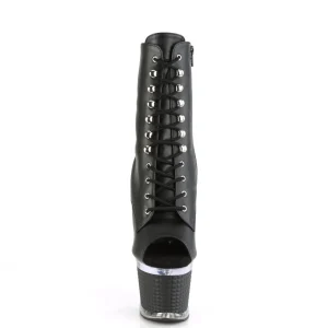 Vegan 18 cm SPECTATOR-1021 bottines plate-forme et bout ouvert noir