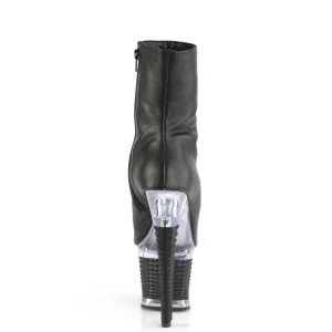 Vegan 18 cm SPECTATOR-1012 bottines plate-forme et bout ouvert noir