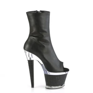 Vegan 18 cm SPECTATOR-1012 bottines plate-forme et bout ouvert noir