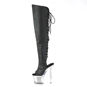 Vegan 18 cm SPECTATOR-3019-2 Noires bottes overknee femme