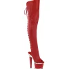 Vegan 18 cm SPECTATOR-3030 talons hauts bottes cuissardes bout ouvert avec lacets rouges