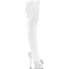 Vegan 18 cm SPECTATOR-3030 talons hauts bottes cuissardes bout ouvert avec lacets blanc