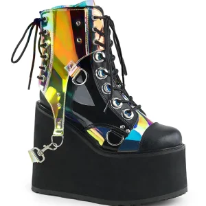 Vegan 14 cm SWING-115 plateforme bottines femmes avec boucles noir