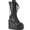 Vegan 14 cm SWING-150 plateforme bottes femme hauteur mollet à lacets