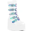 Vegan 14 cm SWING-230 plateforme bottes femme hauteur mollet à boucles effet nacré