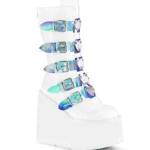 Vegan 14 cm SWING-230 plateforme bottes femme hauteur mollet à boucles effet nacré