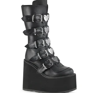 Vegan 14 cm SWING-230 plateforme bottes femme hauteur mollet à boucles noir