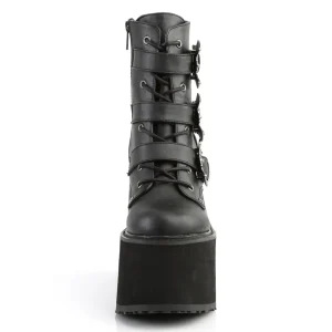 Vegan 14 cm SWING-103 plateforme bottines femmes avec boucles noir