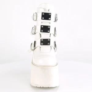Vegan 14 cm SWING-105 plateforme bottines femmes avec boucles blanc