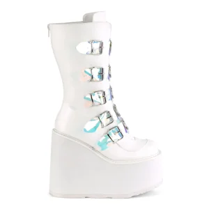 Vegan 14 cm SWING-230 plateforme bottes femme hauteur mollet à boucles effet nacré