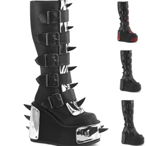 Vegan 14 cm TRANS plateforme bottes hautes femme à boucles