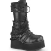 Vegan 8,5 cm TRASH plateforme bottes hommes hauteur mollet à boucles noir