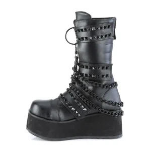 Vegan 8,5 cm TRASH plateforme bottes hommes hauteur mollet à boucles noir