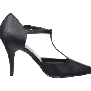 Vegan 10 cm VANITY-415 escarpins à talon aiguille t-strap noires