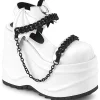 Vegan Blanc 15 cm DemoniaCult WAVE-20 lolita sandale talon compensé plateforme