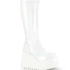 Vegan blanc 12 cm STOMP-200 bottes compensées plateforme cyberpunk