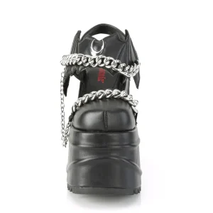 Vegan Noir 15 cm DemoniaCult WAVE-20 lolita sandale talon compensé plateforme