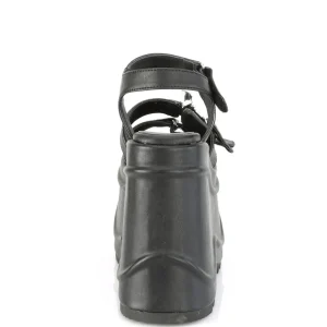 Vegan Noir 15 cm DemoniaCult WAVE-13 lolita sandale talon compensé plateforme