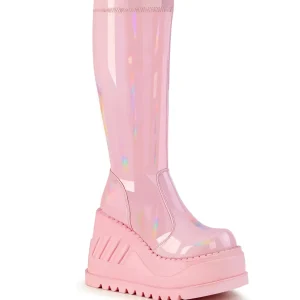 Vegan rose 12 cm STOMP-200 bottes compensées plateforme cyberpunk
