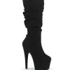 Vegan suede 18 cm ADORE-1061 bottes plateforme de pole dance en noir