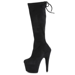 Vegan suede 18 cm ADORE-2008 bottes plateforme de pole dance en noir