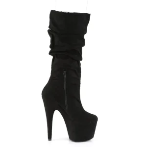 Vegan suede 18 cm ADORE-1061 bottes plateforme de pole dance en noir