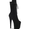 Vegan suede 20 cm FLAMINGO-1050FS bottes plateforme de pole dance en noir