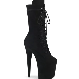 Vegan suede 20 cm FLAMINGO-1050FS bottes plateforme de pole dance en noir