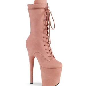 Vegan suede 20 cm FLAMINGO-1050FS bottes plateforme de pole dance en rose