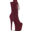 Vegan suede 20 cm FLAMINGO-1050FS bottes plateforme de pole dance en bordo