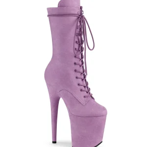 Vegan suede 20 cm FLAMINGO-1050FS bottes plateforme de pole dance en pourpre