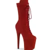 Vegan suede 20 cm FLAMINGO-1050FS bottes plateforme de pole dance en rouge