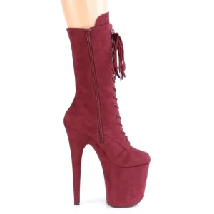 Vegan suede 20 cm FLAMINGO-1050FS bottes plateforme de pole dance en bordo