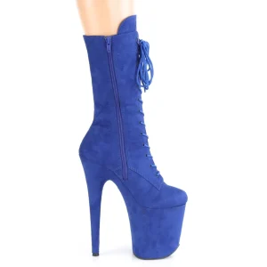 Vegan suede 20 cm FLAMINGO-1050FS bottes plateforme de pole dance en bleu