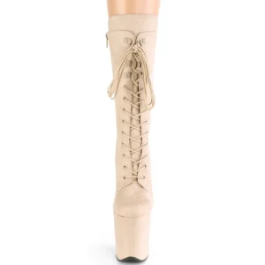 Vegan suede 20 cm FLAMINGO-1050FS bottes plateforme de pole dance en beige