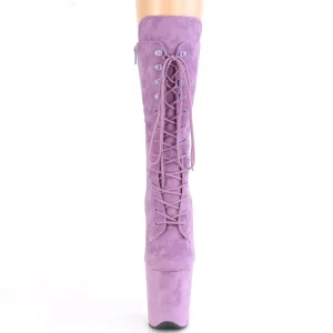 Vegan suede 20 cm FLAMINGO-1050FS bottes plateforme de pole dance en pourpre