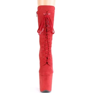 Vegan suede 20 cm FLAMINGO-1050FS bottes plateforme de pole dance en rouge