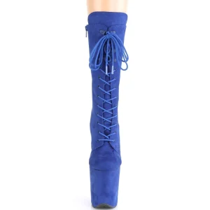 Vegan suede 20 cm FLAMINGO-1050FS bottes plateforme de pole dance en bleu