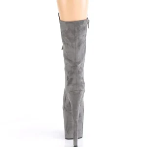 Vegan suede 20 cm FLAMINGO-1050FS bottes plateforme de pole dance en gris