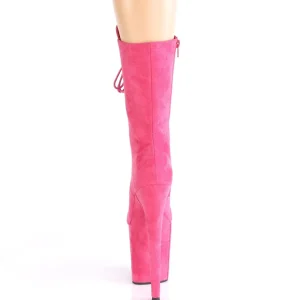 Vegan suede 20 cm FLAMINGO-1050FS bottes plateforme de pole dance en pink