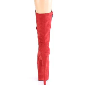 Vegan suede 20 cm FLAMINGO-1050FS bottes plateforme de pole dance en rouge