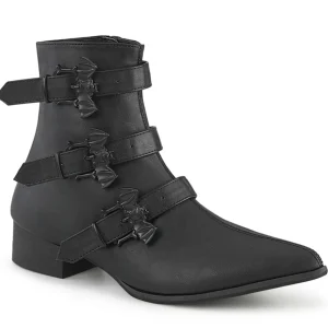 Vegan WARLOCK-50-B bottines bout pointu - bottines winklepicker homme 3 boucles