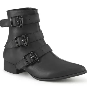 Vegan WARLOCK-50-C bottines bout pointu - bottines winklepicker homme 3 boucles