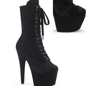 Velours 18 cm ADORE-1045VEL bottines à talons aiguilles noires + protection