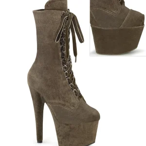 Velours 18 cm ADORE-1045VEL bottines à talons aiguilles khaki + protection